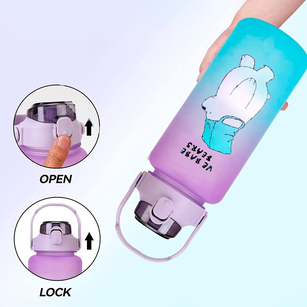 Pack 2 Botellas Agua Motivacionales 2l 900ml Morado Turquesa image number 1.0