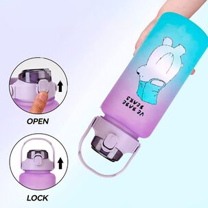 Pack 2 Botellas Agua Motivacionales 2l 900ml Morado Turquesa