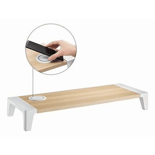 Soporte Monitor Elevador Con Cargador Inalámbrico Qi Beige