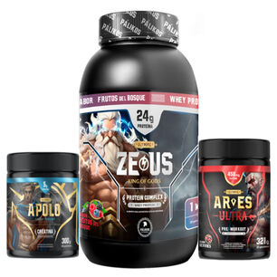 Pack Whey Protein Zeuscomplex 1 Kg + Creatina + Pre Entreno Frutos Del Bosque