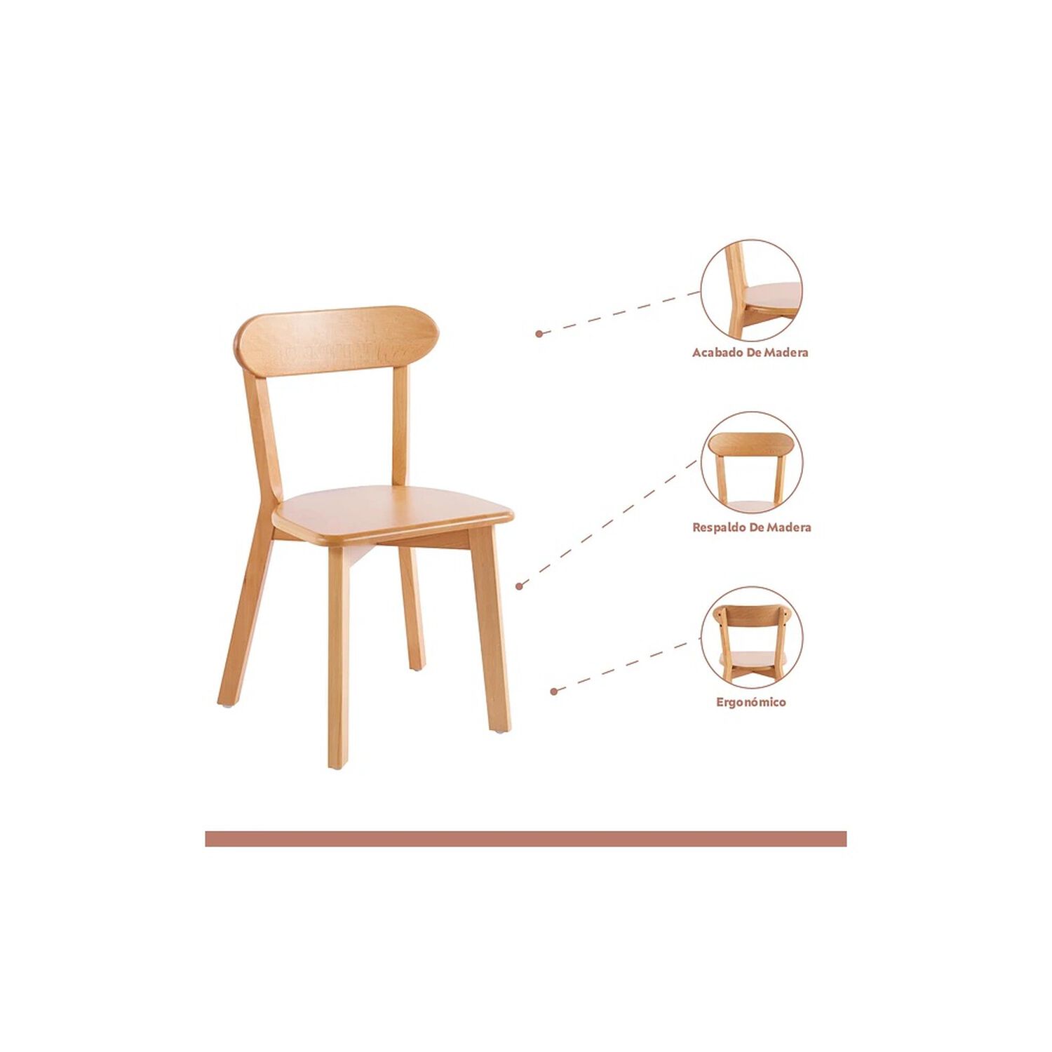 Comedor Vidrio Cross 120cm + 5 Sillas Fresno Natural image number 3.0
