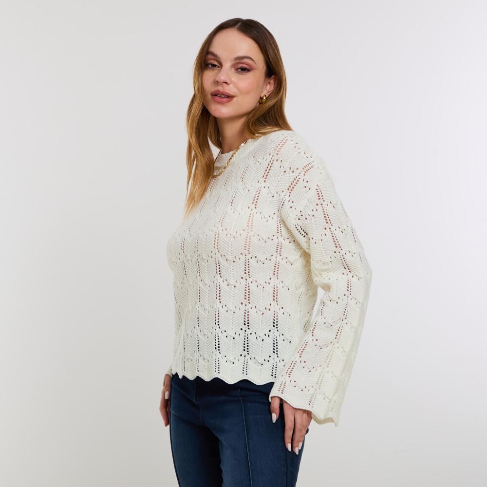 Sweater Calado Manga Larga Cuello Redondo Mujer Kimera image number 2.0