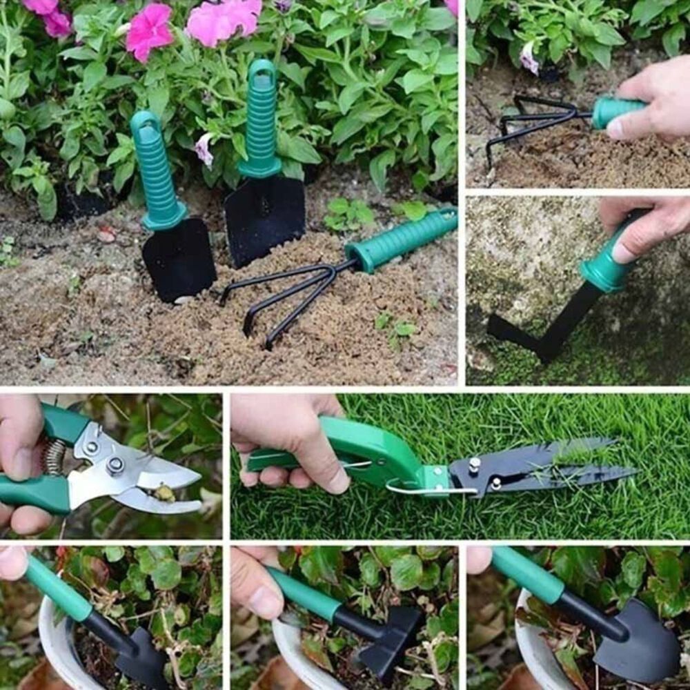 Kit Herramientas Jardinería Acero Rastrillo Tijera Podar image number 8.0