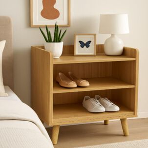 Velador Madera Natural 2 Pisos Minimalista Elegante