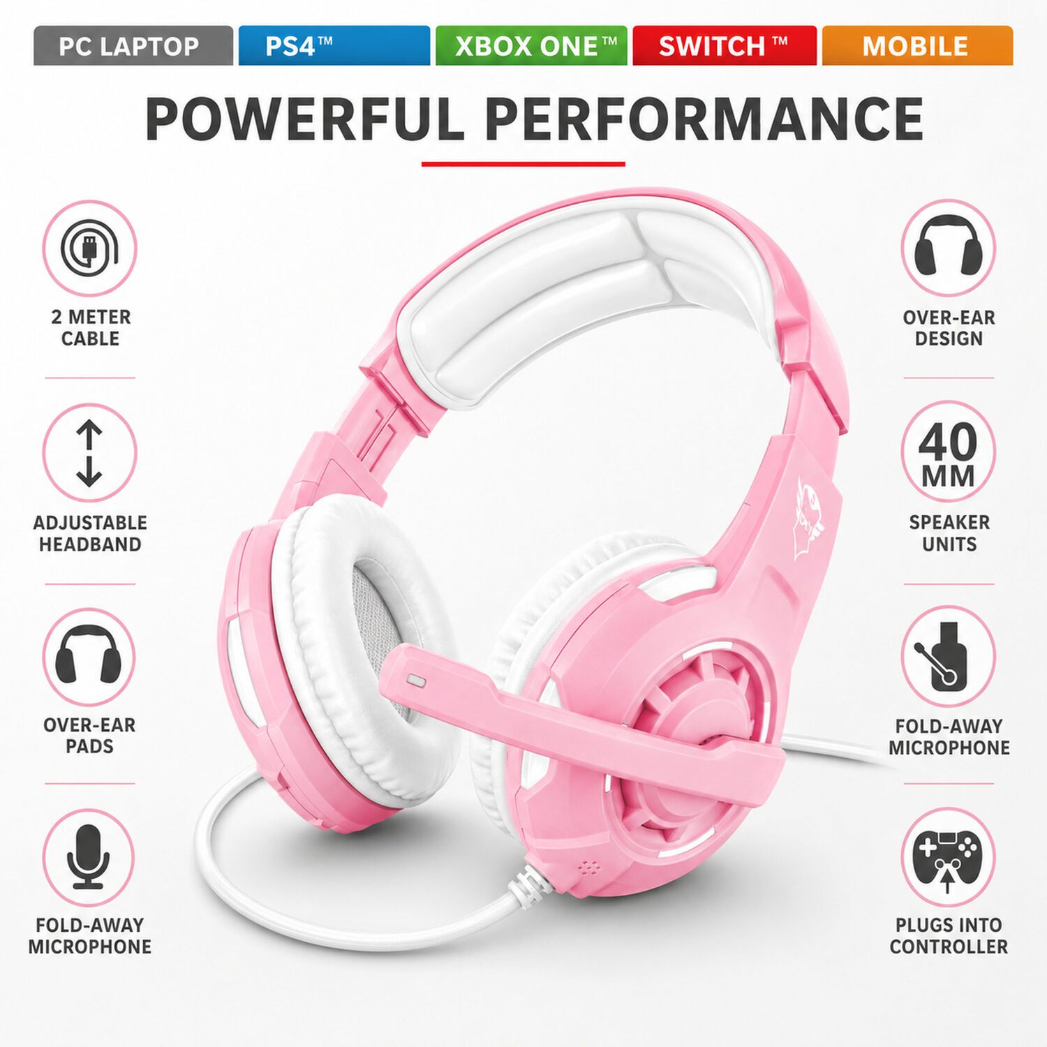 Audifonos Gamer Rosados Trust Radius Gxt 310 Multiplataformas image number 8.0