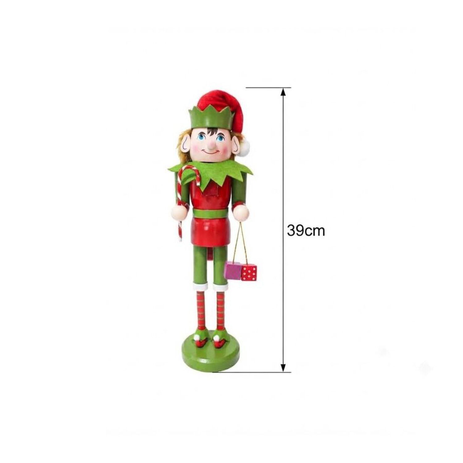 Cascanueces Navide&ntilde;o De Madera Dise&ntilde;o Duende Elfo 39cm image number 2.0