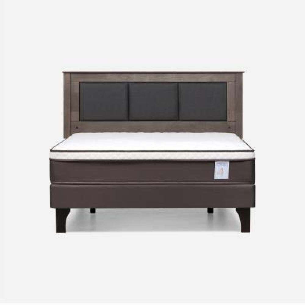 Cama Europea Rosen New Style 4 Plus / 2 Plazas / Base Normal  + Respaldo Rachel Gris image number 7.0