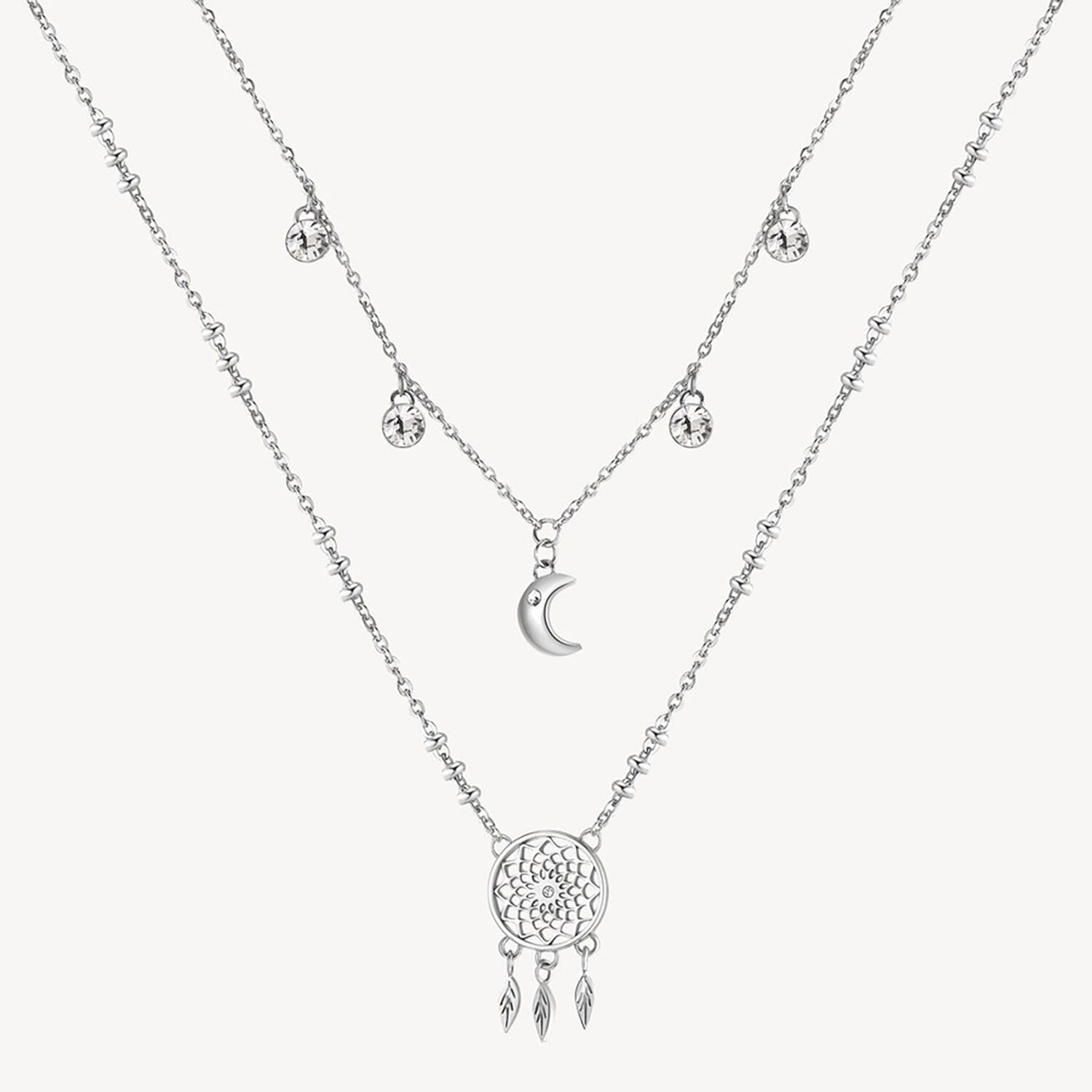 Collar Doble Brosway Bhkn066 Plateado Mujer image number 0.0