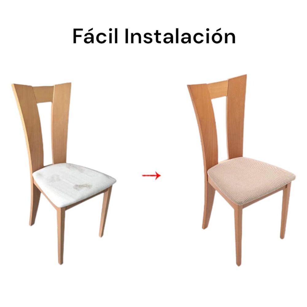 Pack De 6 Fundas Para Asiento Elasticadas Para Sillas Tella Cuadrille Color Café Claro image number 1.0