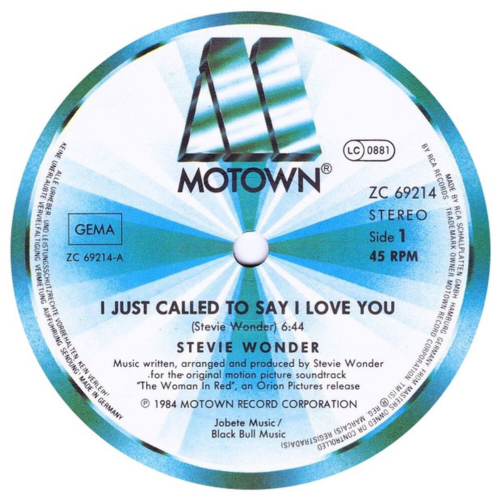 Stevie Wonder - I Just Call To Say I Love You | 12" Maxi Single Usado image number 2.0