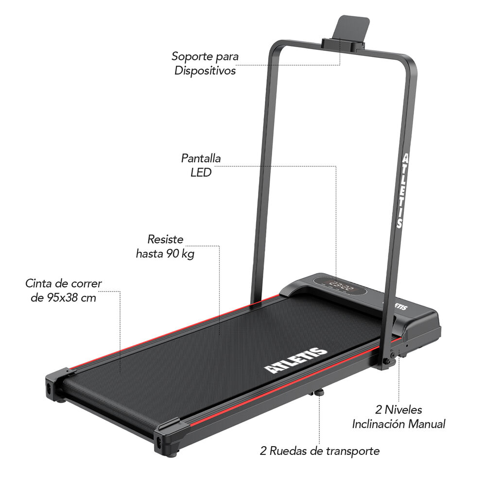 Trotadora X50 10 Km/h 1.0 Hp Inclinación Manual Roja image number 6.0