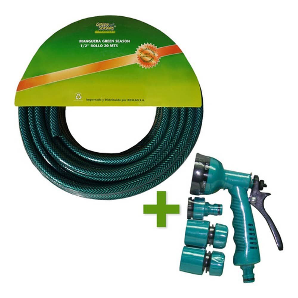 Manguera Jard&iacute;n 1/2 20mts + Pistola 6 Posici&oacute;n Green Season image number 9.0