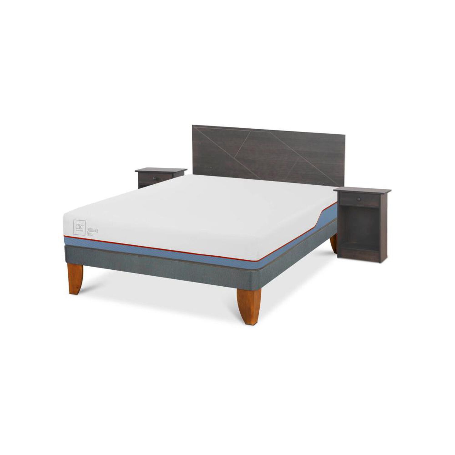 Cama Europea Cic Excellence Plus / 2 Plazas / Base Normal + Set De Maderas image number 1.0