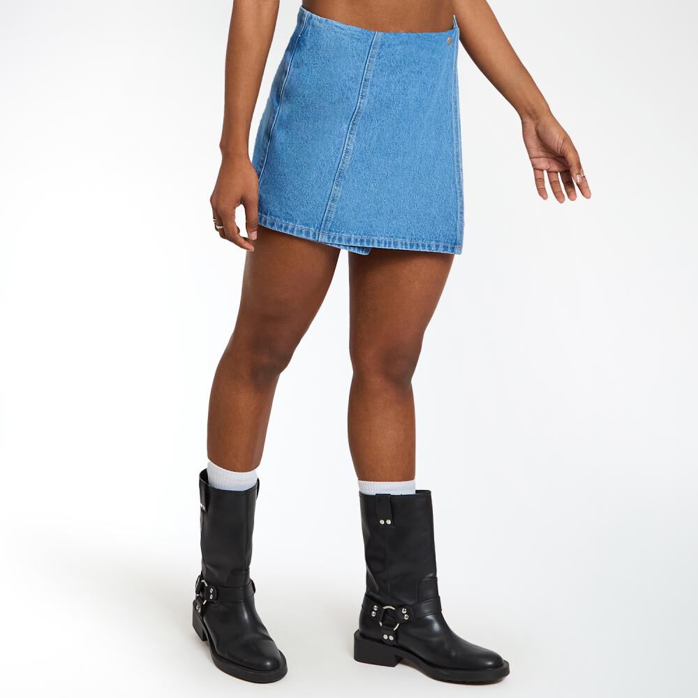 Short Con Falda Denim Tiro Medo Skinny Mujer Rolly Go image number 2.0