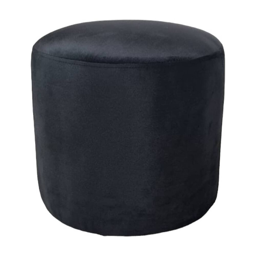 Pouf Redondo Felpa Negra image number 1.0