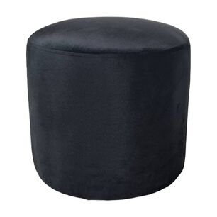 Pouf Redondo Felpa Negra