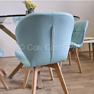 Comedor Mesa Warwick 100cm + 4 Sillas Mariposa Wood Menta