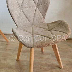 Silla Mariposa Wood Lino Beige
