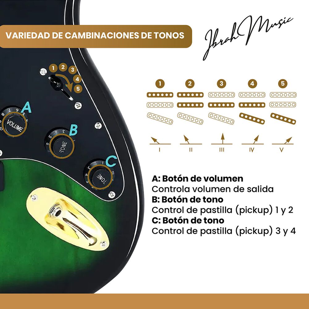 Guitarra El&eacute;ctrica Stratocaster Ibrah + Amplif + Accesorios image number 4.0