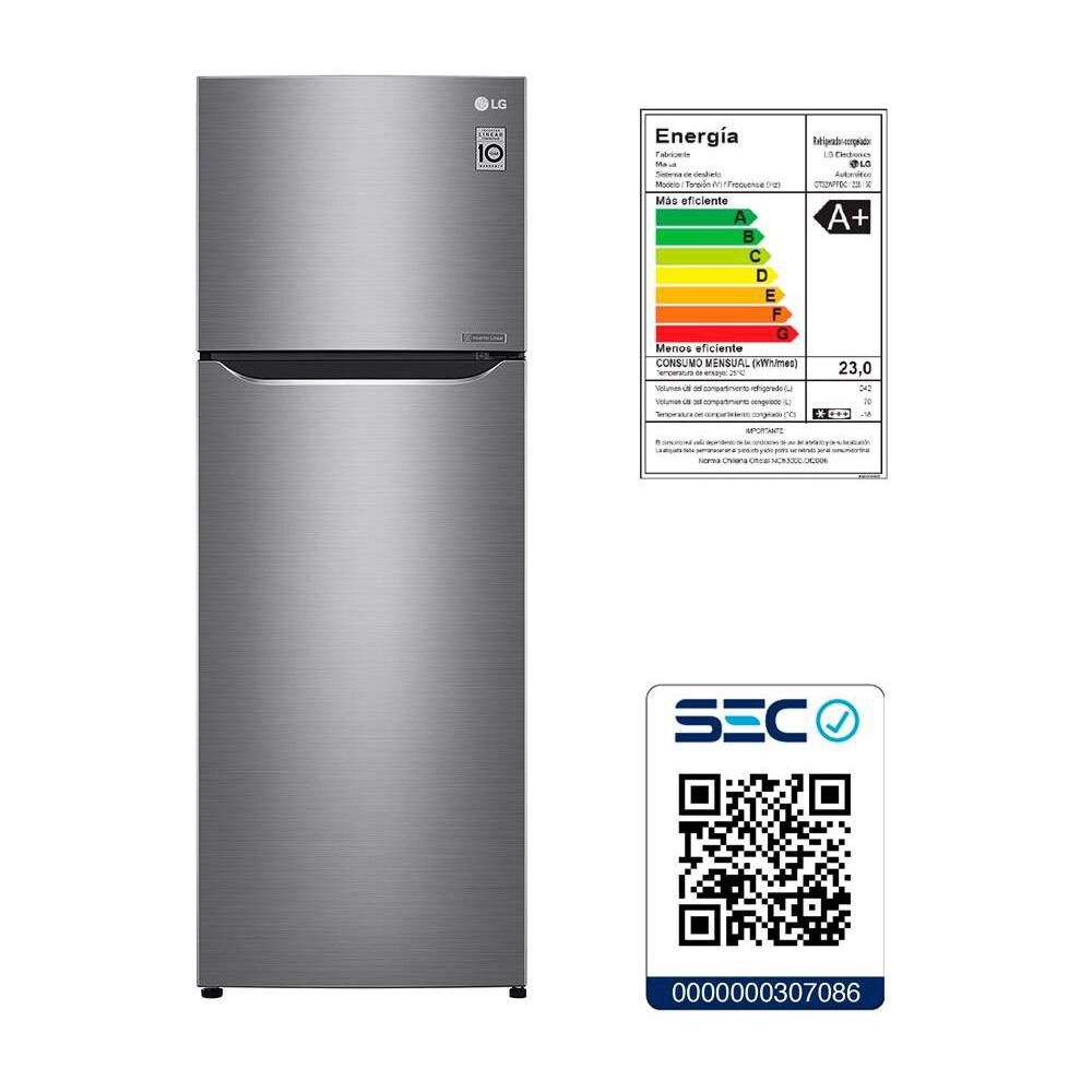 Refrigerador Top Freezer LG GT32BPPDC / No Frost / 312 Litros / A+ image number 5.0