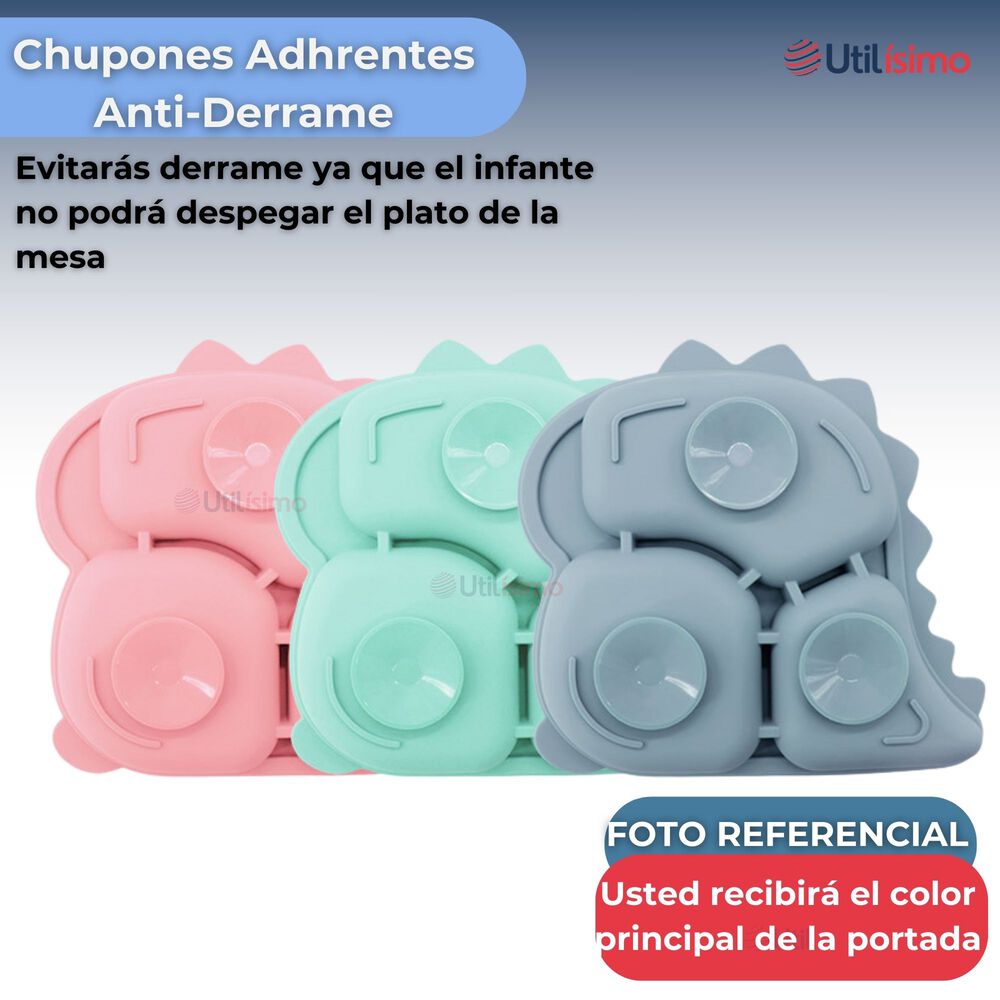 Set De Alimentación Bebé Silicona 5 Piezas Dinosaurio Libre Bpa Color Azul image number 3.0