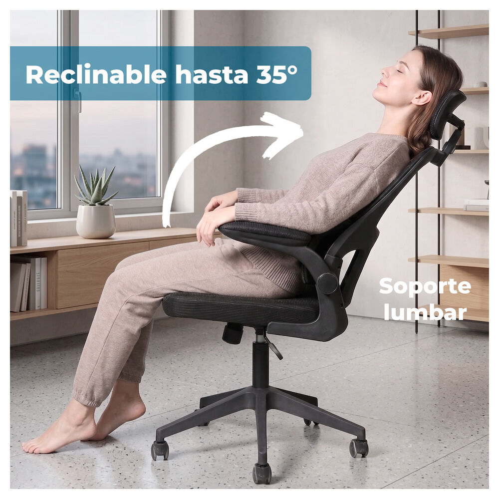 Silla Oficina Ergon&oacute;mica Reclinable Soporte Lumbar image number 2.0