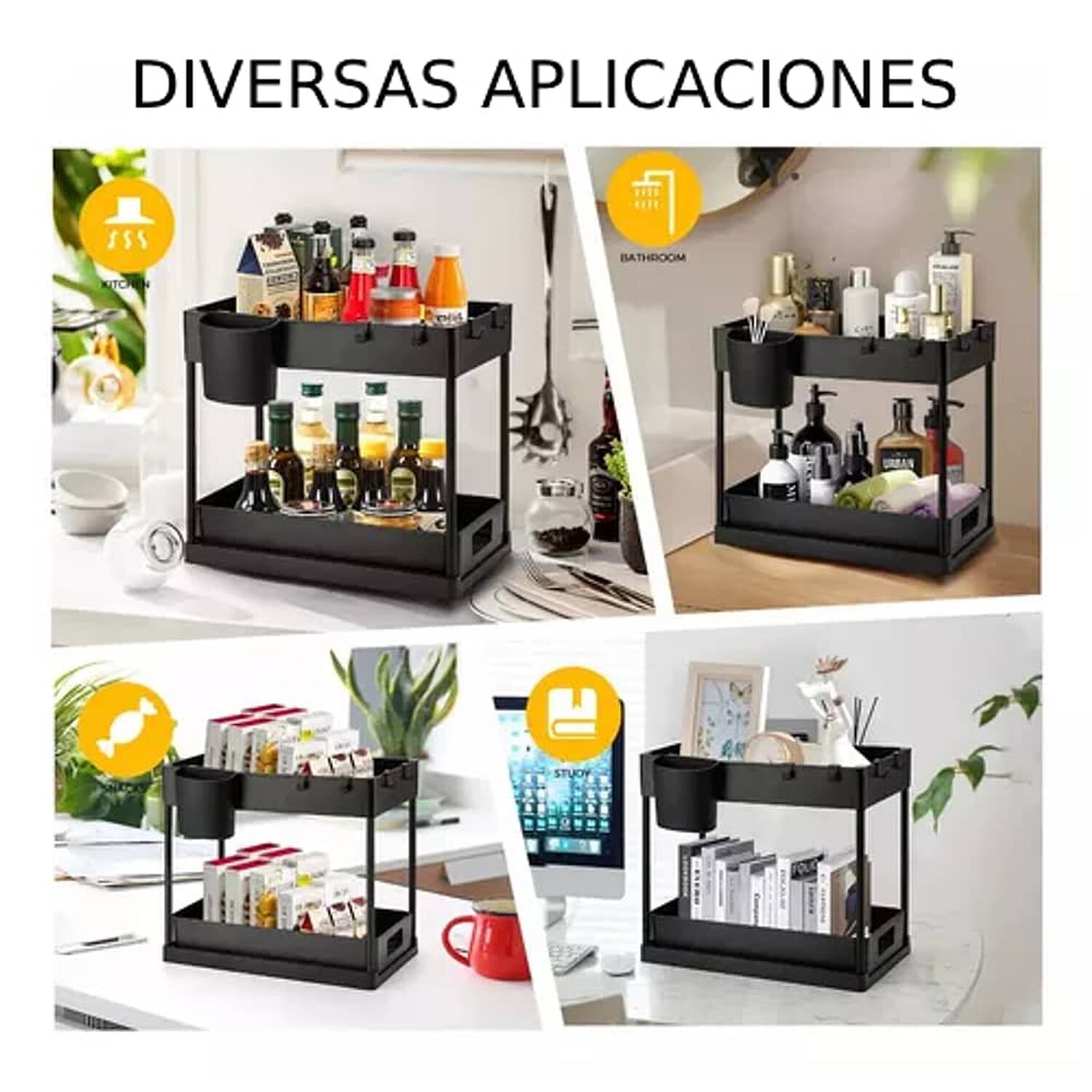 2 Piezas 2 Niveles Organizador Multifuncional Ba&ntilde;o Cocina image number 4.0