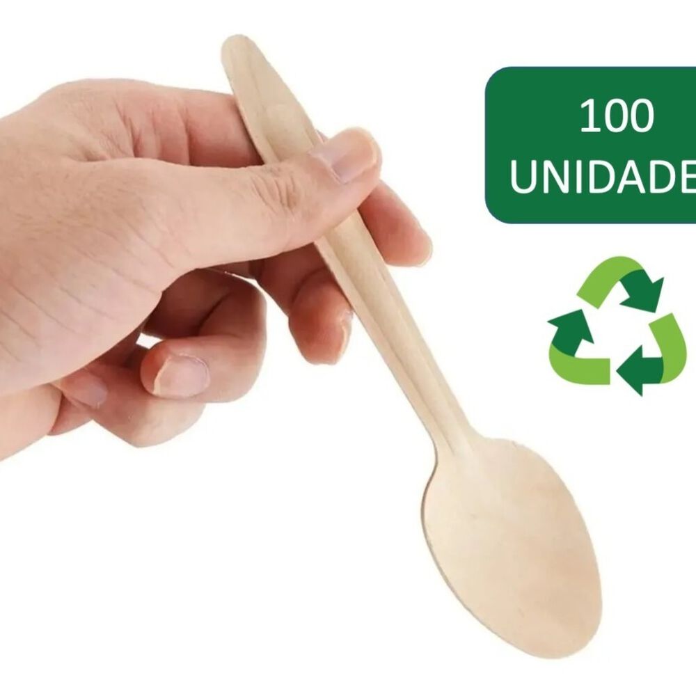 100 Cucharas Cubiertos De Madera Desechables Ecológico image number 0.0