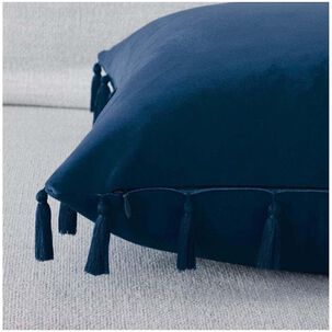 Pack De 02 Fundas De Coj&iacute;n De Terciopelo Con Flecos 45x45 Amarino