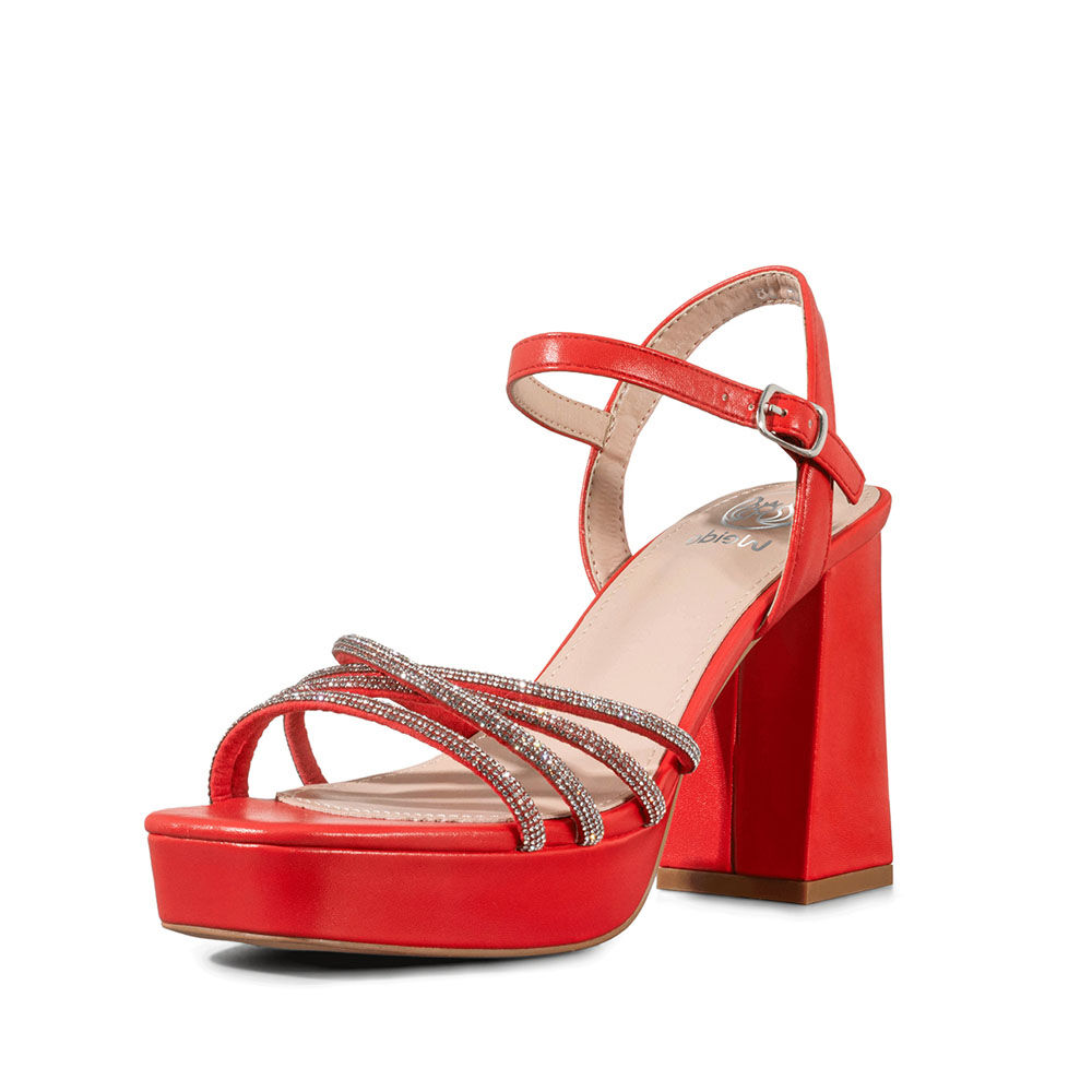 Sandalia Eco Cuero Taco Rojo Fiesta Mujer Weide You205 image number 6.0