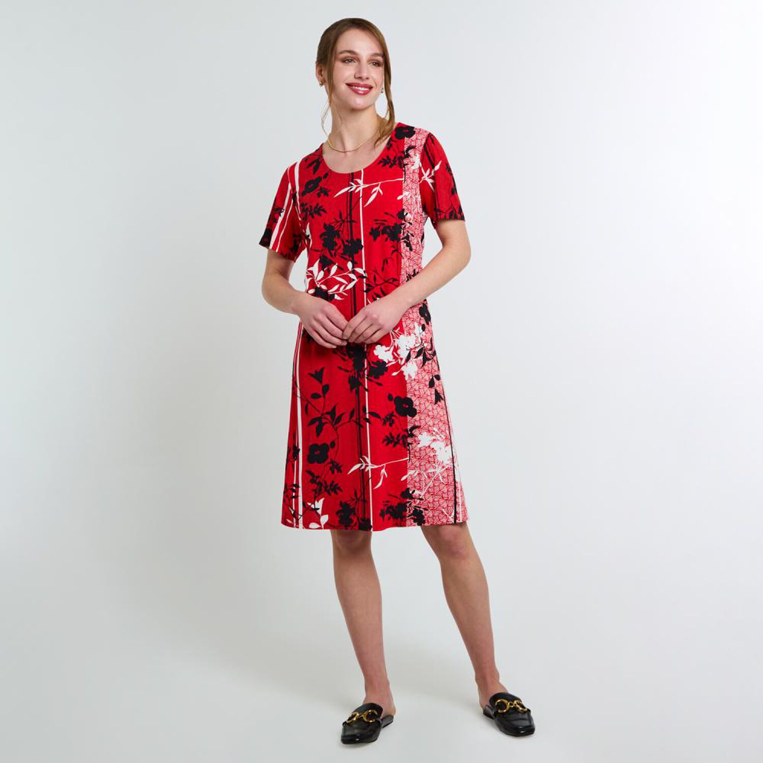 Vestido Full Print Manga Corta Cuello Redondo Mujer Lesage image number 0.0