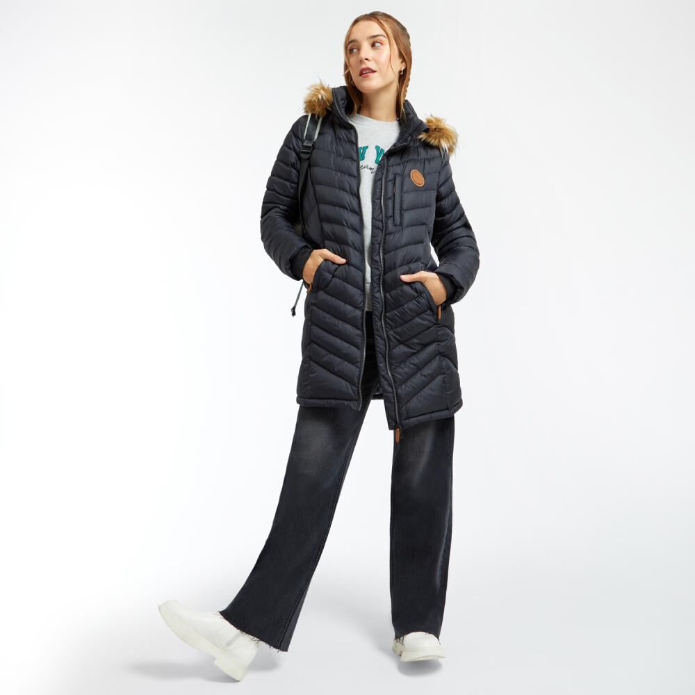 Parka Larga Cuello Alto Con Capucha Desmontable Y Pelos Mujer Freedom image number 1.0