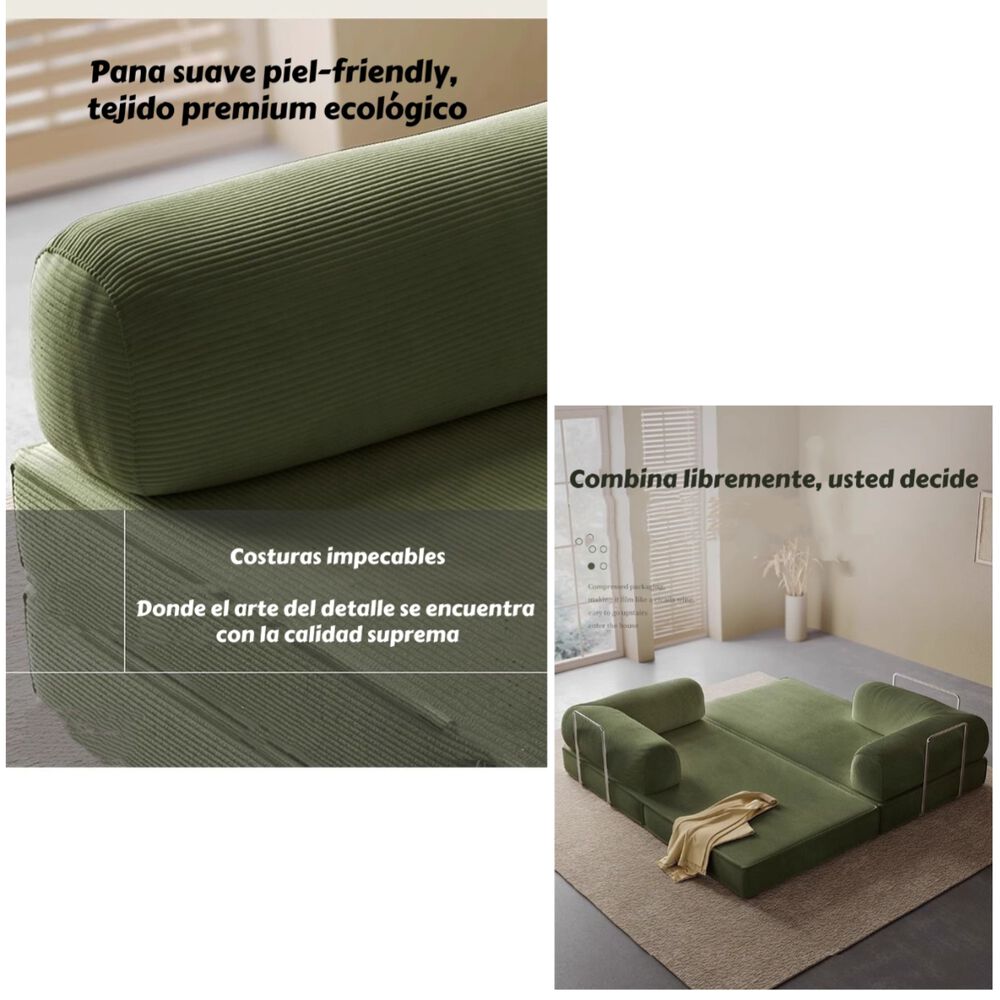Sillon Sofa Cama Comprimido Combinable 203cm K17 Verde image number 3.0