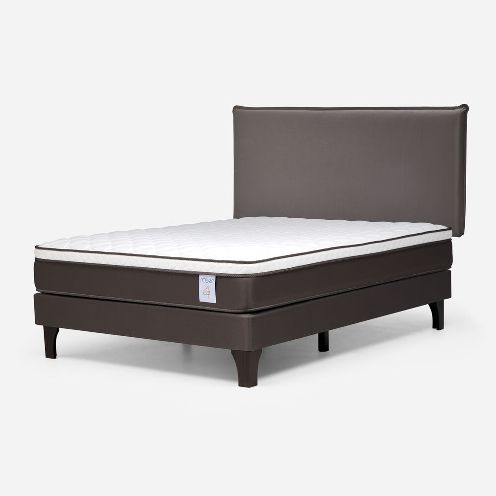 Cama Europea Rosen New Style 4 Plus / 2 Plazas / Base Normal  + Respaldo Maurice Chocolate image number 1.0
