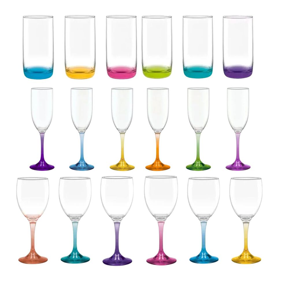 Set 18 Copas Vasos Cristar Fondo Color Fiestas Celebracion image number 0.0