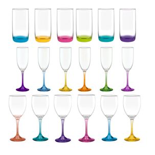 Set 18 Copas Vasos Cristar Fondo Color Fiestas Celebracion