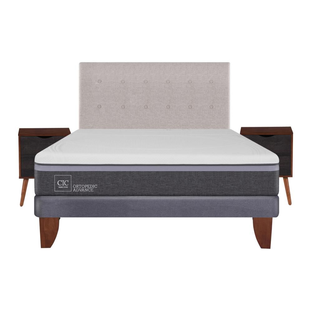 Cama Europea Cic Ortopedic Advance / 2 Plazas / Base Normal  + Set De Maderas image number 0.0