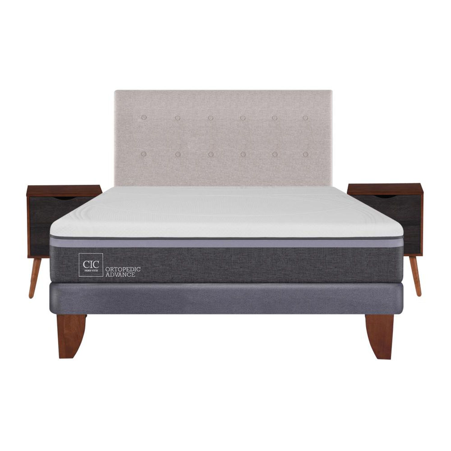 Cama Europea Cic Ortopedic Advance / 2 Plazas / Base Normal  + Set De Maderas image number 0.0
