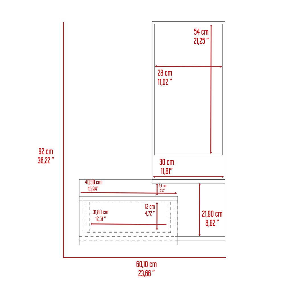 Mueble Recibidor De Pared Living 1 Cajon 90x60x35 Cm Blanco image number 7.0