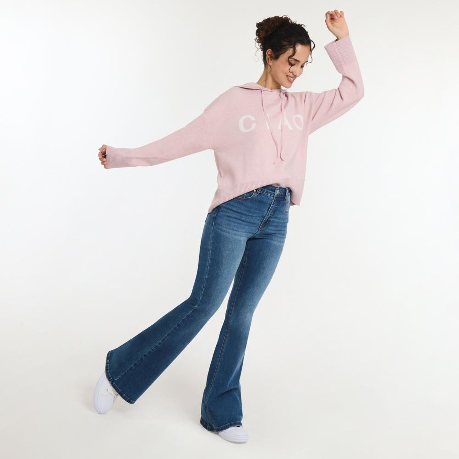 Sweater Jacquard Manga Larga Cuello Redondo Con Capucha Mujer Freedom image number 1.0