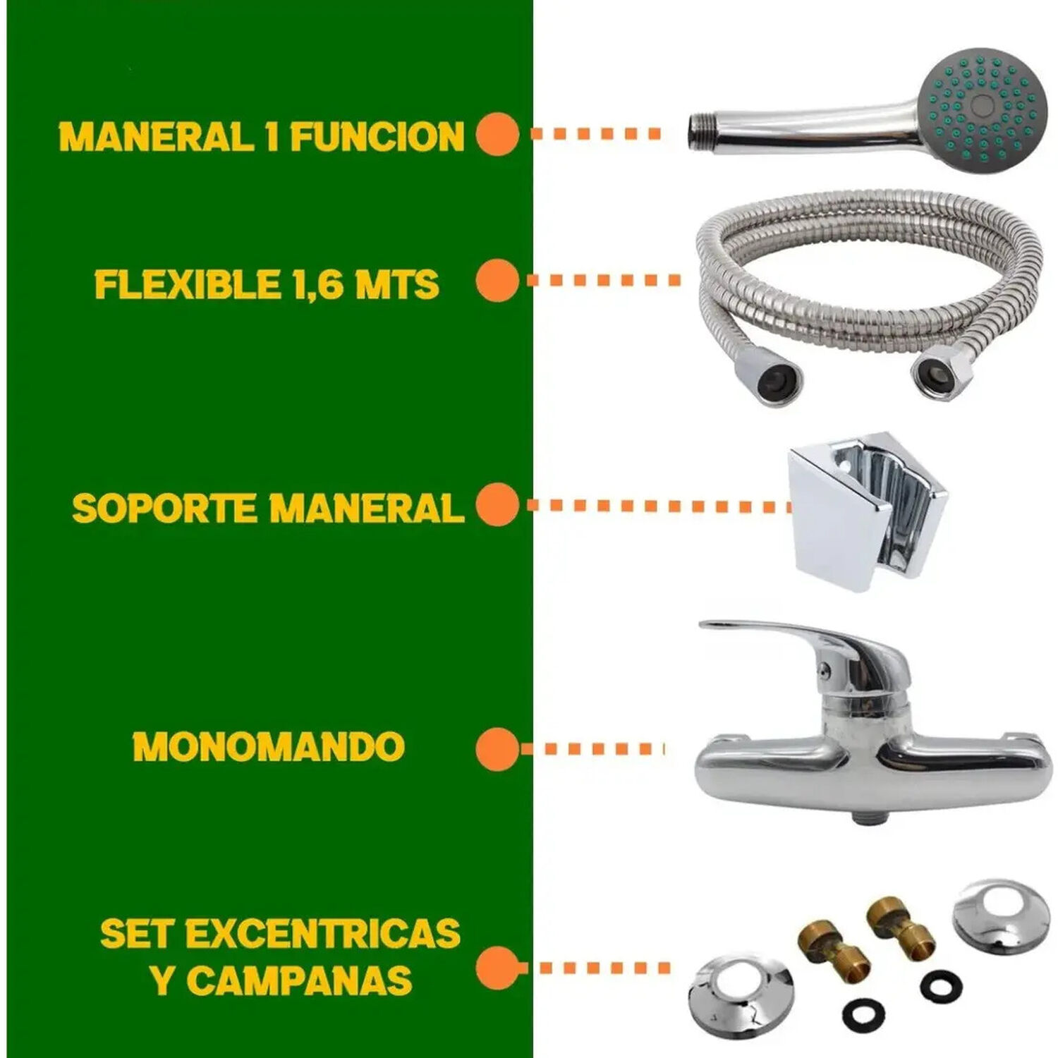 Monomando Llave Grifo Para Ducha Modelo Colomba Marca Taumm Color Cromo image number 7.0
