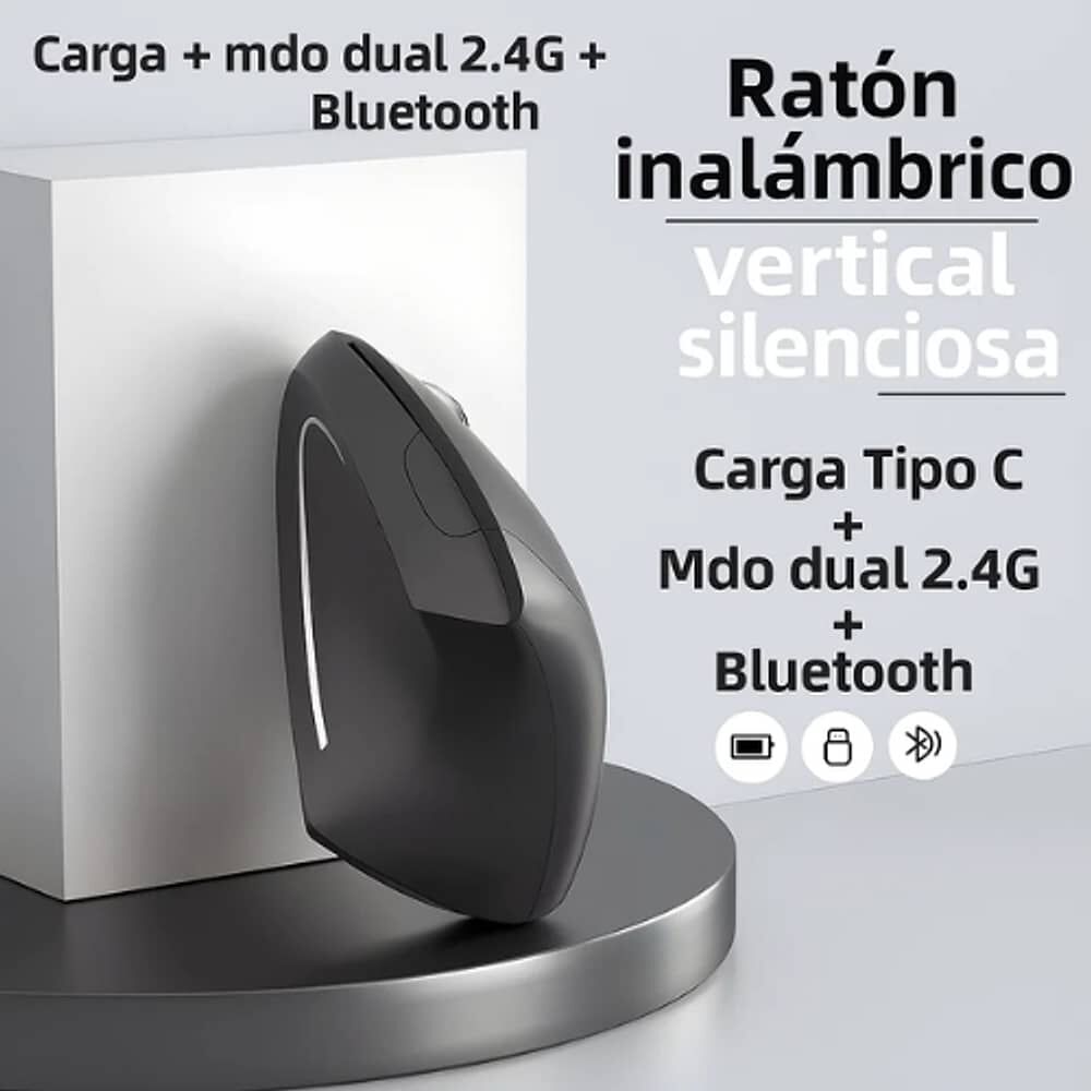 Raton Vertical Mouse Inalambrico Ergonomico Gamer 2.4g Usb image number 4.0