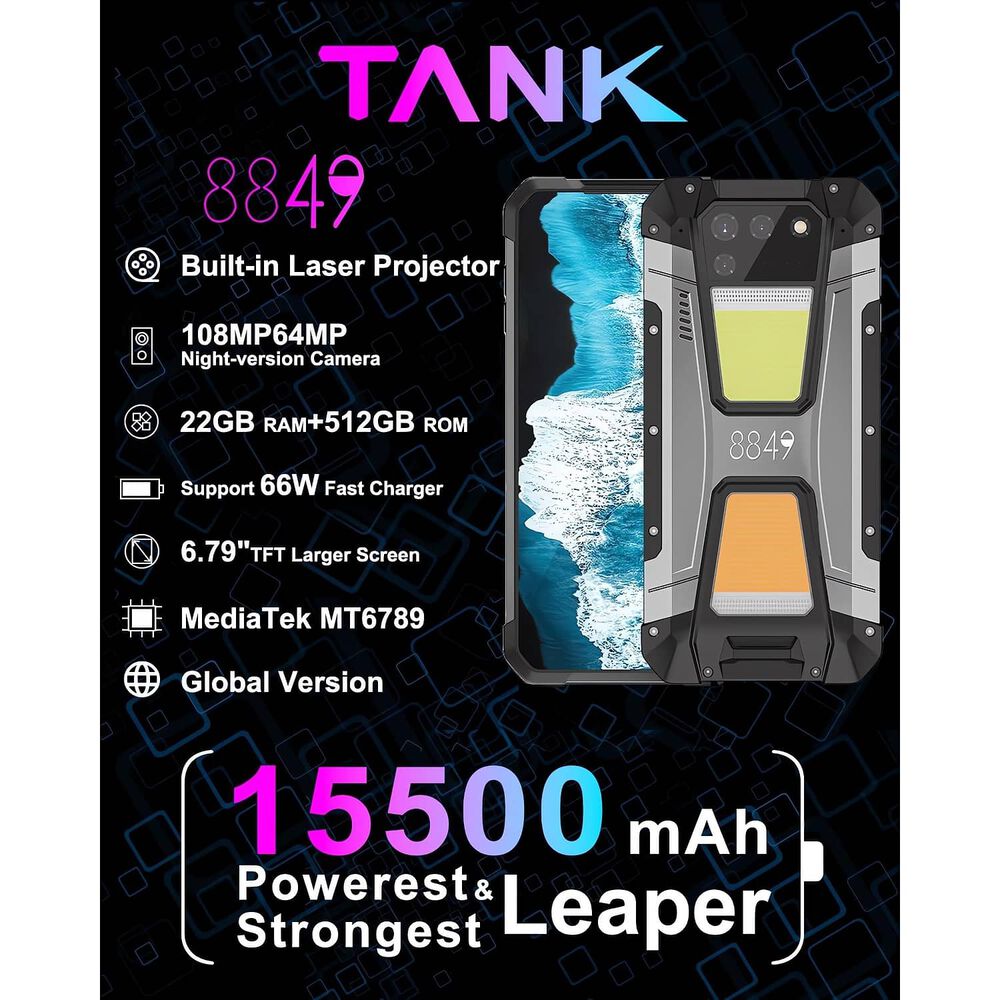 Unihertz 8849 Tank 2 - Celular 4g Con Proyector L&aacute;ser De 80 Pulgadas image number 2.0