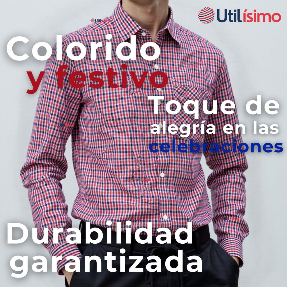 Camisa Huaso Cuadrillé Cuadro Manga Larga 100% Algodón Azul Rojo Casual image number 6.0