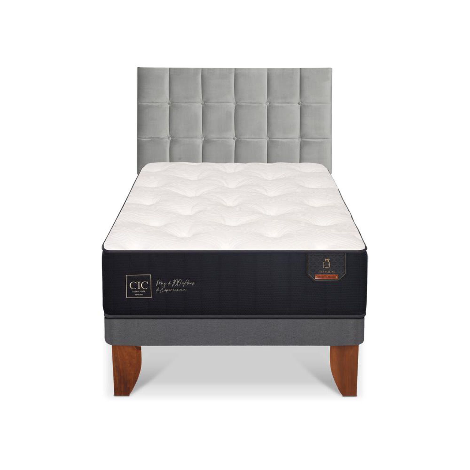 Cama Europea Cic Premium / 1.5 Plazas / Base Normal + Respaldo image number 0.0