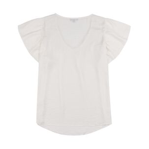 Blusa Panel Eásticado En Escote Manga Corta Mini Vuelo Mujer Kimera