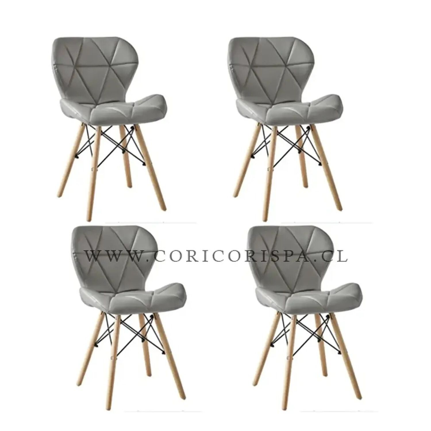 Juego De Comedor Madrid 140x80cms + 4 Sillas Eames Mariposa Ecocuero Gris image number 1.0