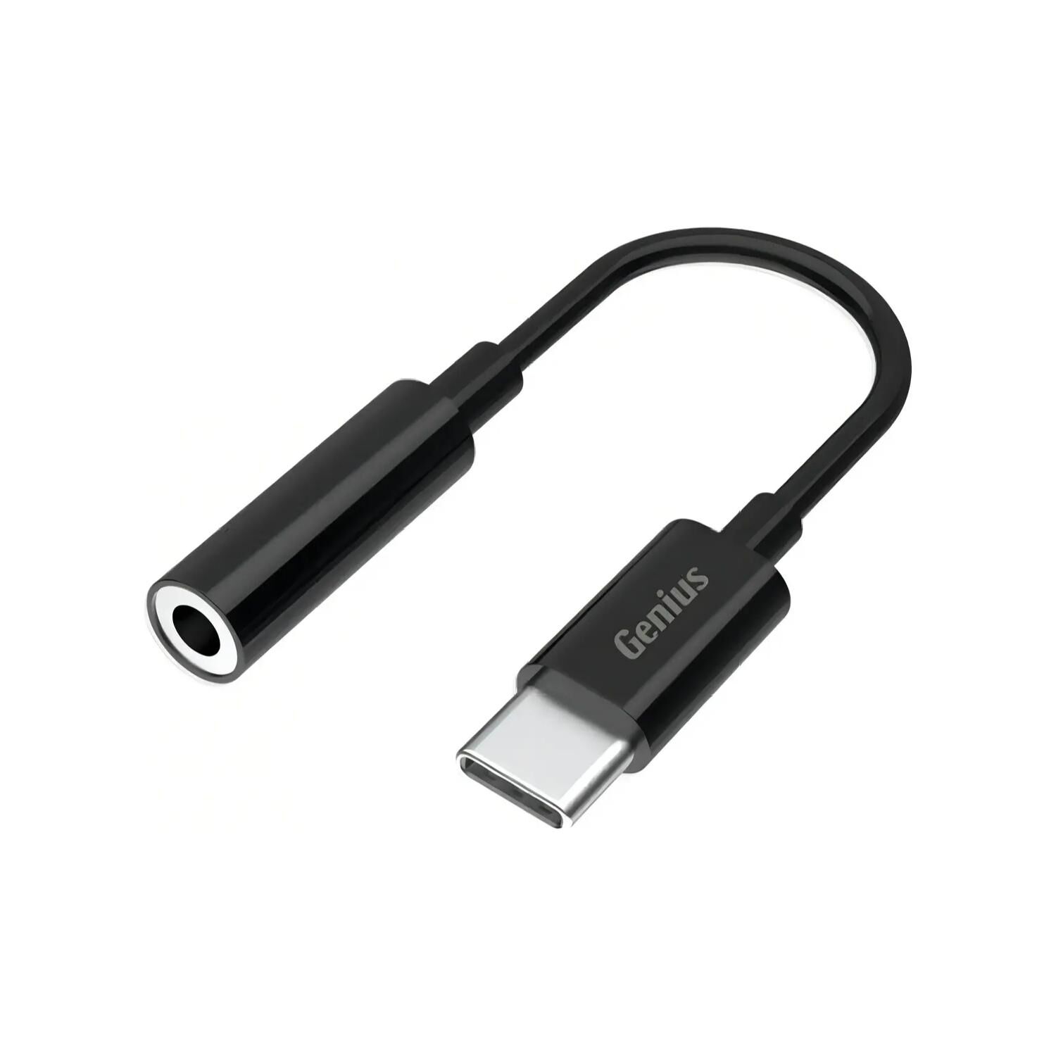 Adaptador De Audio Usb C A Mini Plug Stereo 10cm Negro Genius image number 0.0