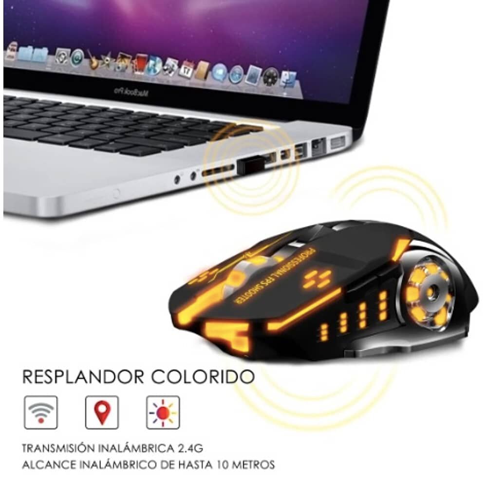 Mouse Gamer Inal&aacute;mbrico Silencioso Y Recargable Con Luz Led image number 3.0