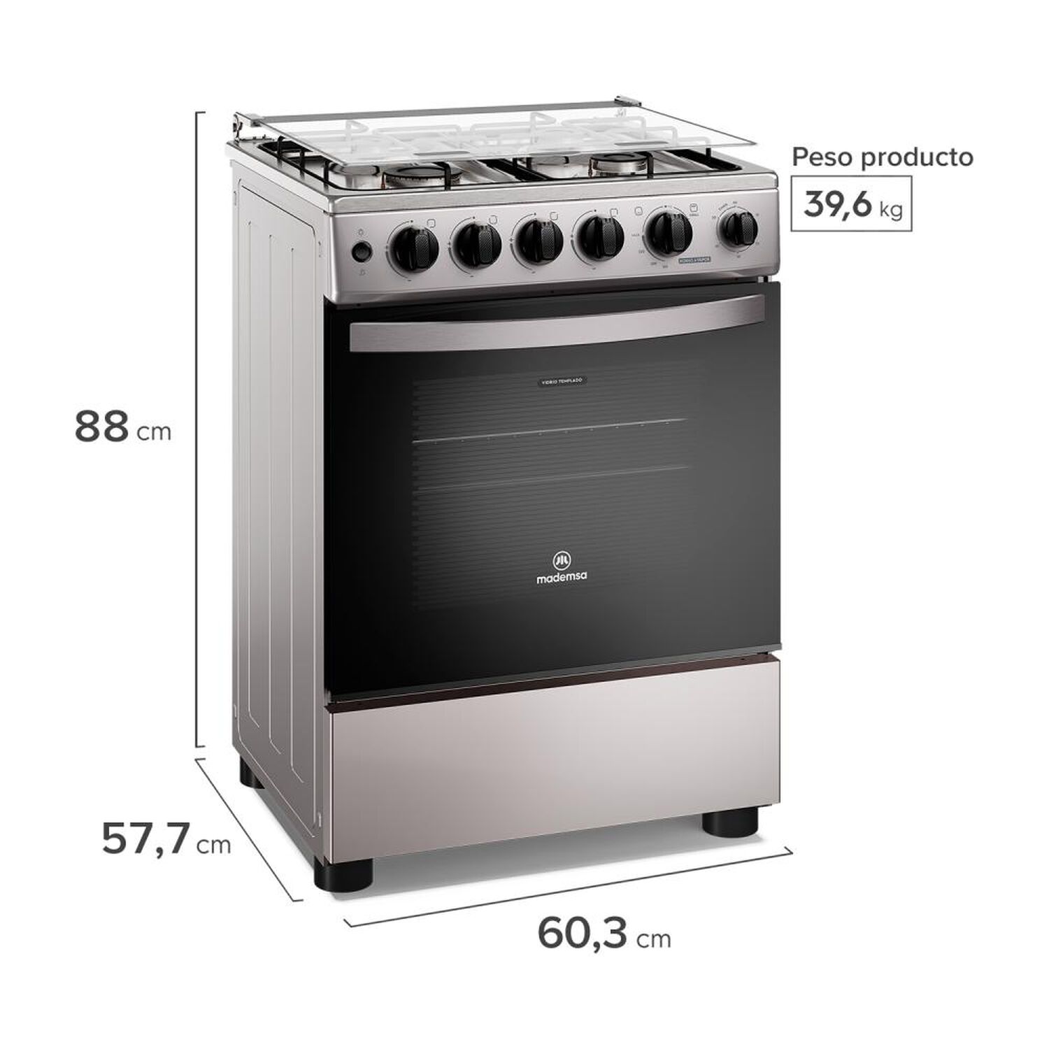 Cocina A Gas Mademsa Fm4tsc 4 Quemadores image number 2.0